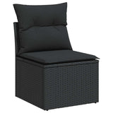 9 Piece Garden Sofa Set with Cushions Black Poly Rattan - Top-Down View