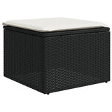 9 Piece Garden Sofa Set with Cushions Black Poly Rattan - Rear View