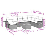 9 Piece Garden Sofa Set with Cushions Black Poly Rattan - Extra Image