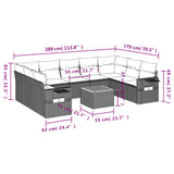 10 Piece Garden Sofa Set with Cushions Black Poly Rattan - Extra Image