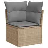 10 Piece Garden Sofa Set with Cushions Beige Poly Rattan - Side View