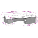 10 Piece Garden Sofa Set with Cushions Grey Poly Rattan - Extra Image