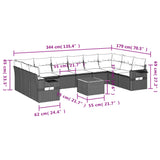 11 Piece Garden Sofa Set with Cushions Black Poly Rattan - Extra Image