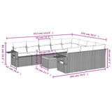 11 Piece Garden Sofa Set with Cushions Grey Poly Rattan - Extra Image