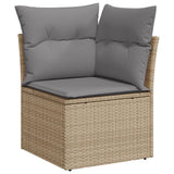 11 Piece Garden Sofa Set with Cushions Beige Poly Rattan - Close-Up Angle