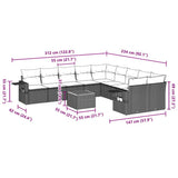 11 Piece Garden Sofa Set with Cushions Black Poly Rattan