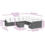 11 Piece Garden Sofa Set with Cushions Black Poly Rattan - Extra Image