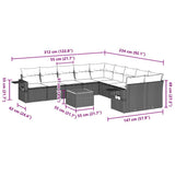 11 Piece Garden Sofa Set with Cushions Black Poly Rattan