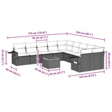 11 Piece Garden Sofa Set with Cushions Black Poly Rattan - Extra Image
