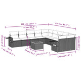 11 Piece Garden Sofa Set with Cushions Grey Poly Rattan - Extra Image