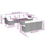 11 Piece Garden Sofa Set with Cushions Grey Poly Rattan - Extra Image