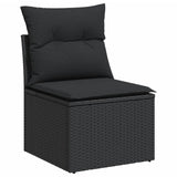 10 Piece Garden Sofa Set with Cushions Black Poly Rattan - Top-Down View