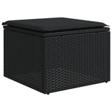 10 Piece Garden Sofa Set with Cushions Black Poly Rattan - 45-Degree Angle