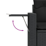 10 Piece Garden Sofa Set with Cushions Black Poly Rattan - Low Angle