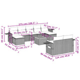 10 Piece Garden Sofa Set with Cushions Black Poly Rattan - Extra Image
