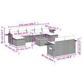10 Piece Garden Sofa Set with Cushions Grey Poly Rattan - Extra Image