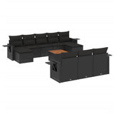 11 Piece Garden Sofa Set with Cushions Black Poly Rattan - Front View