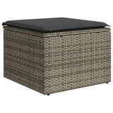 11 Piece Garden Sofa Set with Cushions Grey Poly Rattan - Rear View
