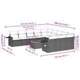 12 Piece Garden Sofa Set with Cushions Black Poly Rattan - Extra Image