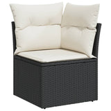 13 Piece Garden Sofa Set with Cushions Black Poly Rattan - Rear View