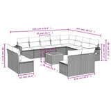 13 Piece Garden Sofa Set with Cushions Black Poly Rattan - Extra Image
