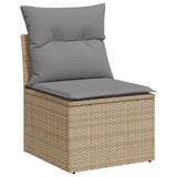 14 Piece Garden Sofa Set with Cushions Beige Poly Rattan - Rear View