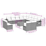 14 Piece Garden Sofa Set with Cushions Beige Poly Rattan - Extra Image
