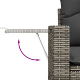 10 Piece Garden Sofa Set with Cushions Grey Poly Rattan - Extra Image