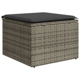 11 Piece Garden Sofa Set with Cushions Grey Poly Rattan - Rear View