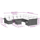 12 Piece Garden Sofa Set with Cushions Black Poly Rattan