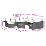 12 Piece Garden Sofa Set with Cushions Black Poly Rattan - Extra Image