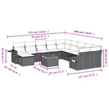12 Piece Garden Sofa Set with Cushions Grey Poly Rattan - Low Angle