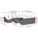 13 Piece Garden Sofa Set with Cushions Black Poly Rattan - Extra Image