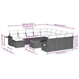 13 Piece Garden Sofa Set with Cushions Black Poly Rattan - Extra Image