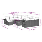 13 Piece Garden Sofa Set with Cushions Grey Poly Rattan - Extra Image