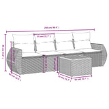 5 Piece Garden Sofa Set with Cushions Beige Poly Rattan - Close-Up Angle