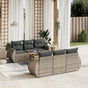 7 Piece Garden Sofa Set with Cushions Grey Poly Rattan
