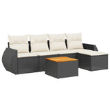 6 Piece Garden Sofa Set with Cushions Black Poly Rattan
