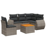 6 Piece Garden Sofa Set with Cushions Grey Poly Rattan