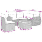 6 Piece Garden Sofa Set with Cushions Grey Poly Rattan