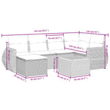 7 Piece Garden Sofa Set with Cushions Grey Poly Rattan