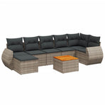 8 Piece Garden Sofa Set with Cushions Grey Poly Rattan