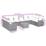 11 Piece Garden Sofa Set with Cushions Grey Poly Rattan - Side View