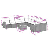 11 Piece Garden Sofa Set with Cushions Grey Poly Rattan - Low Angle