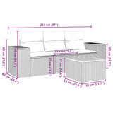 4 Piece Garden Sofa Set with Cushions Black Poly Rattan - Side View