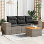 4 Piece Garden Sofa Set with Cushions Grey Poly Rattan
