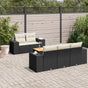 6 Piece Garden Sofa Set with Cushions Black Poly Rattan