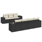 8 Piece Garden Sofa Set with Cushions Black Poly Rattan