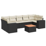 8 Piece Garden Sofa Set with Cushions Black Poly Rattan