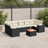 8 Piece Garden Sofa Set with Cushions Black Poly Rattan